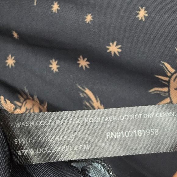 HOROSCOPEZ Witchy Spaghetti Strap Dress Black/Gold Womens Sz M Whimsy Goth Y2K - Picture 11 of 13